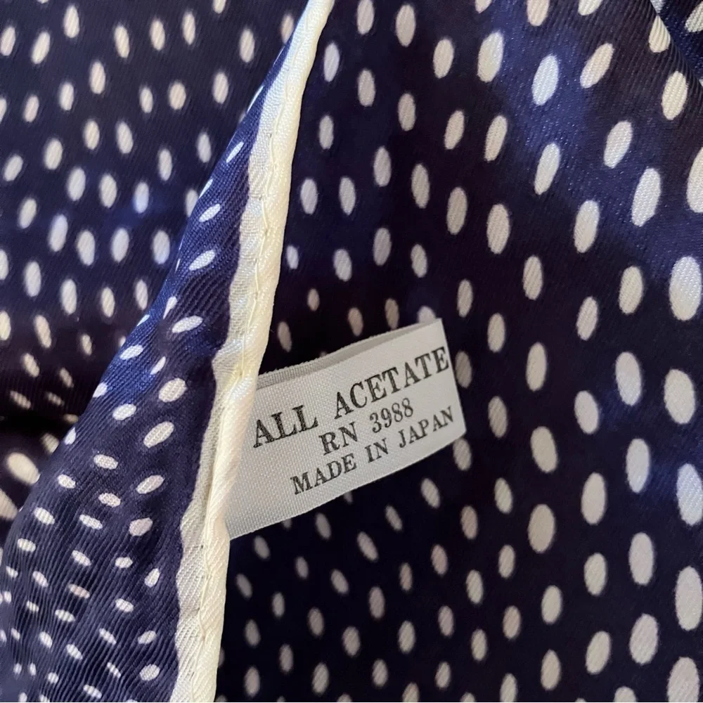 VTG Baar & Beards Womens Square Scarf 26.5in Retro Mod Blue Dots Japan Preppy